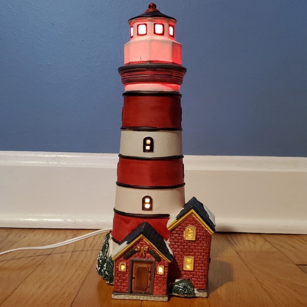 Lemax Festive Red and White Lighthouse Decor